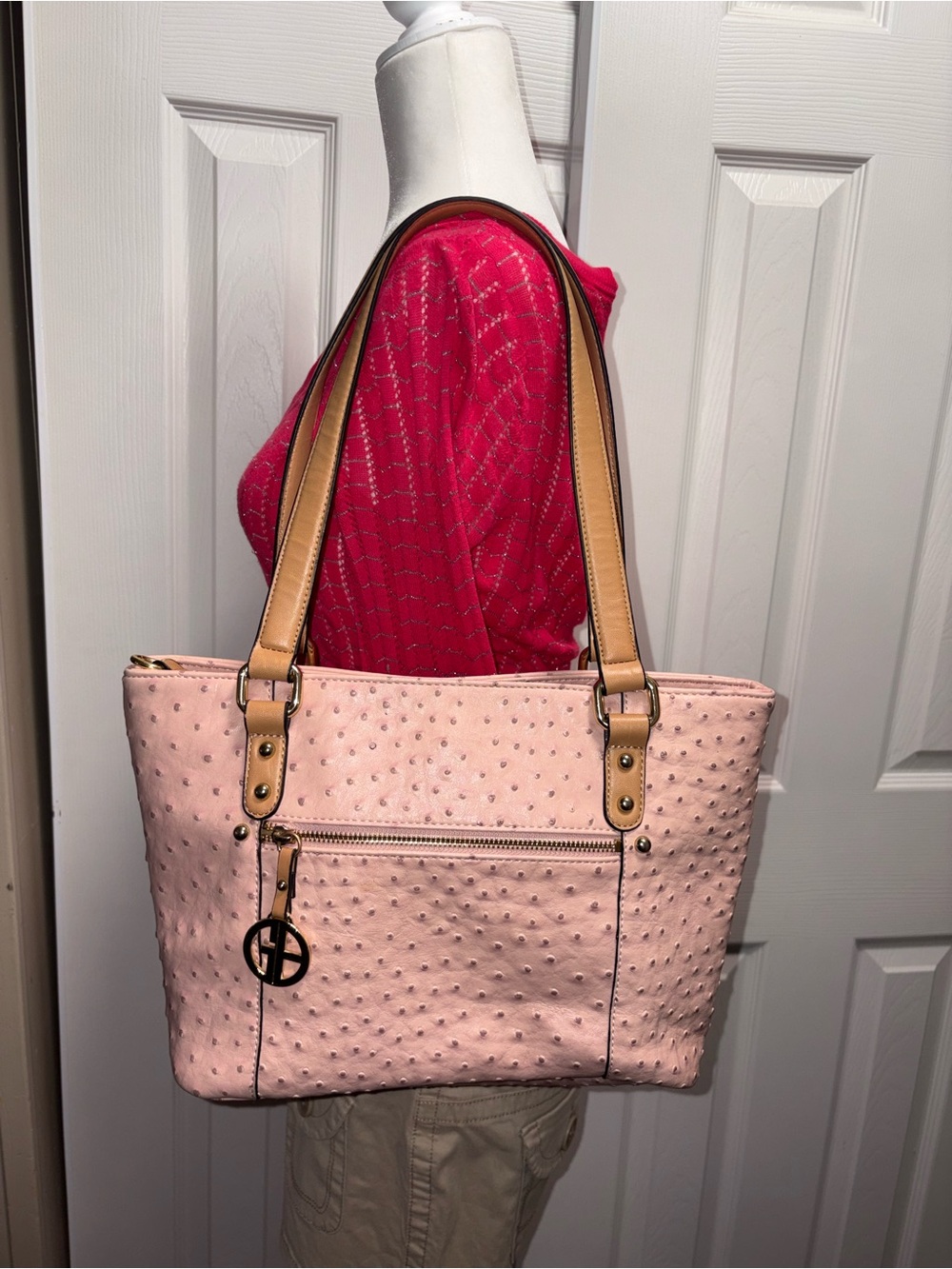 Giani Bernini Pink Tote with Tan Handles